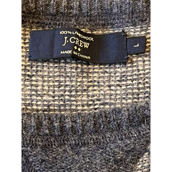 J.CREW Sweatshirt Sweater Crewneck 100% Lambswool Gray Blue Knit Men’s Sz L - Picture 3 of 9
